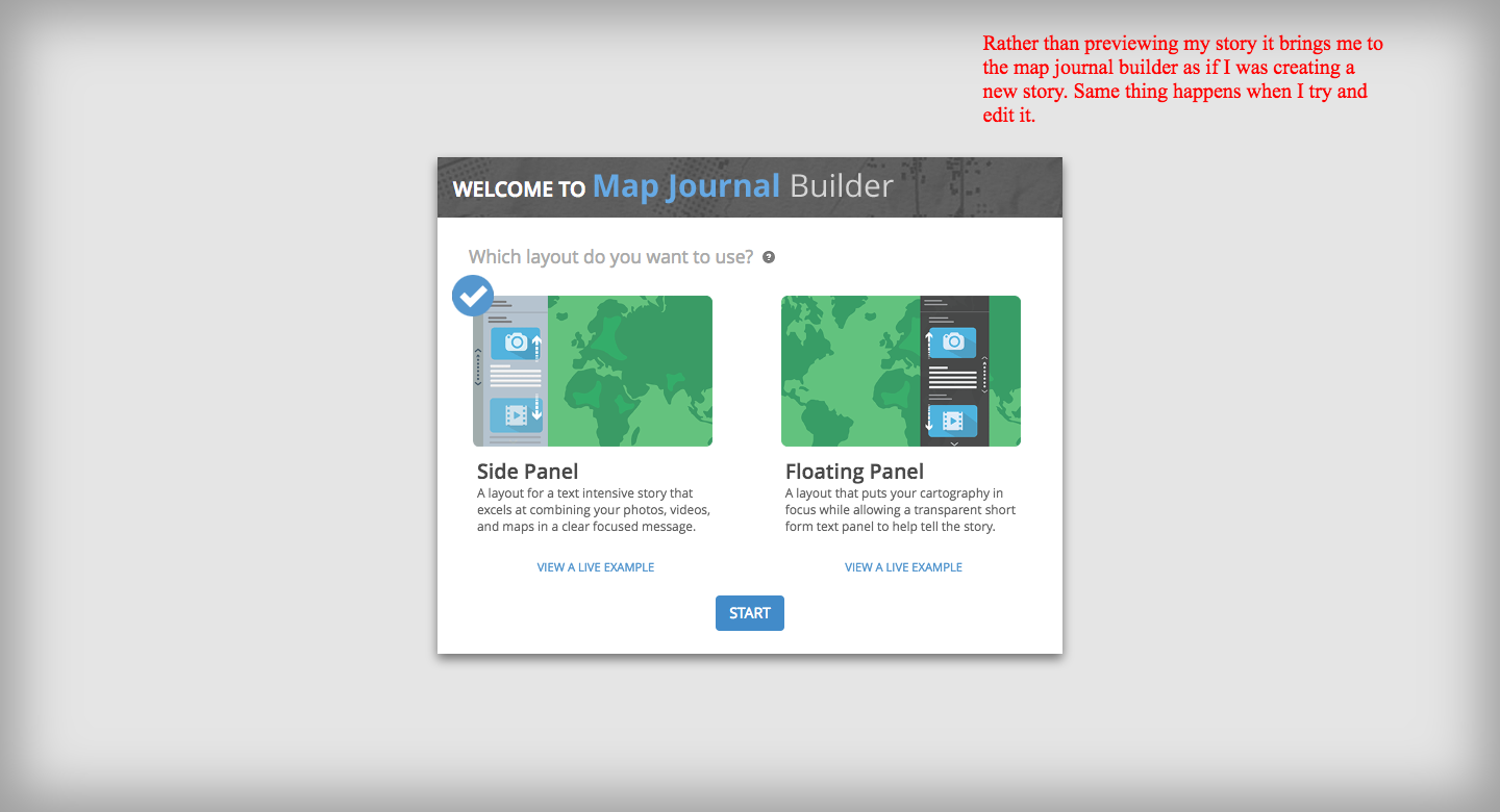 Trying to preview opens Map Builder page